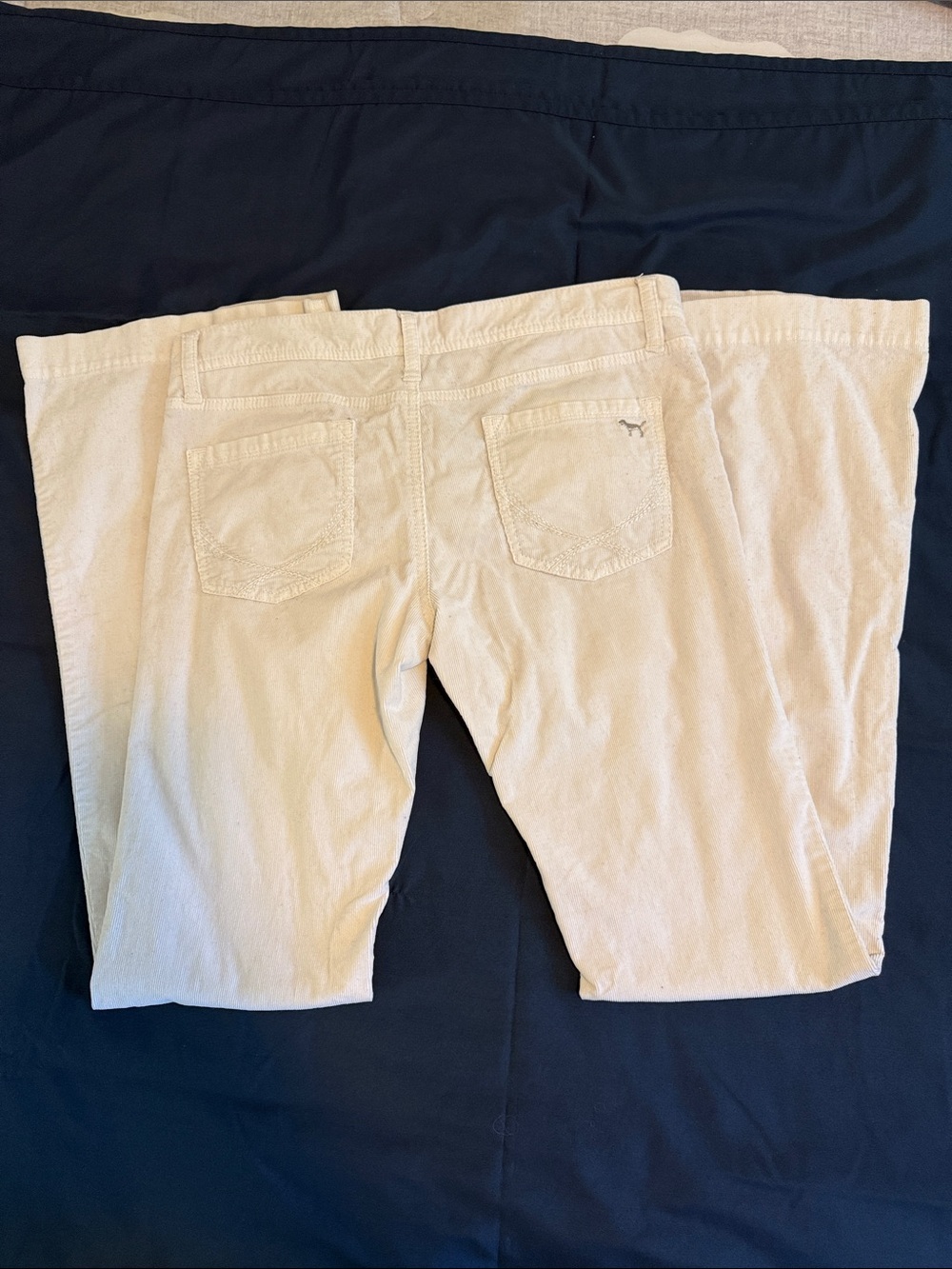 PINK Victoria's Secret Cream Corduroy Pants with Pink Logo - Picture 4 of 5